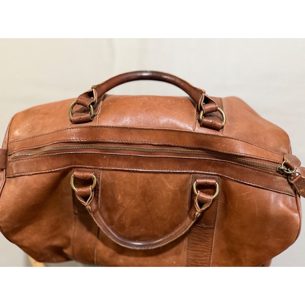 Ralph Lauren Leather Duffel Bag Unisex Large Brown Good Vintage Heritage Crest - Picture 9 of 16